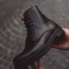 Mens Leather Black Boots Casual Boots