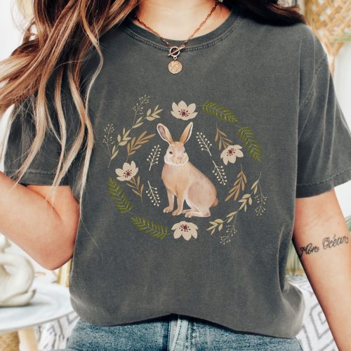 Rabbit Cottagecore Shirt: Vintage Woodland Botanical Tee Comfort