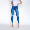 High Waisted Ripped Knee Skinny Jeans Medium Wash